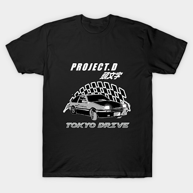 vintage car design INtialD T-Shirt by zalkov